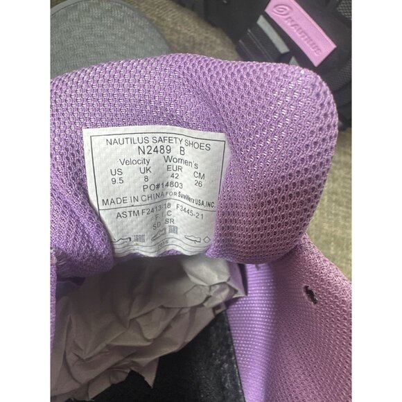 Nautilus Womens Size 9.5 B Gray & Lavender Athletic Work Shoes With Safety Toe - Picture 7 of 9